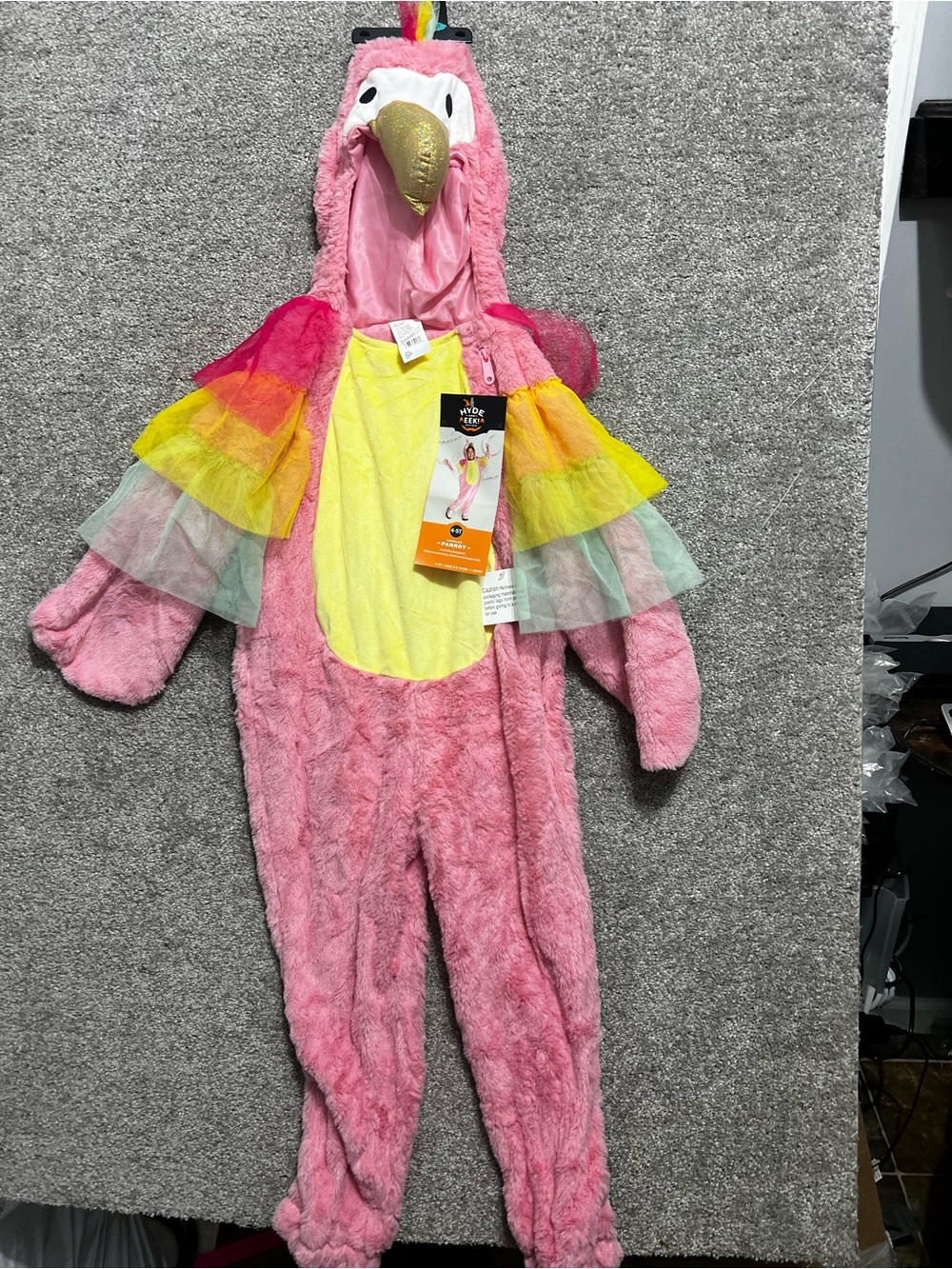 Hyde and EEk! Pink Plush Toddler Girl One Piece Parrot Halloween Costume 4-5T